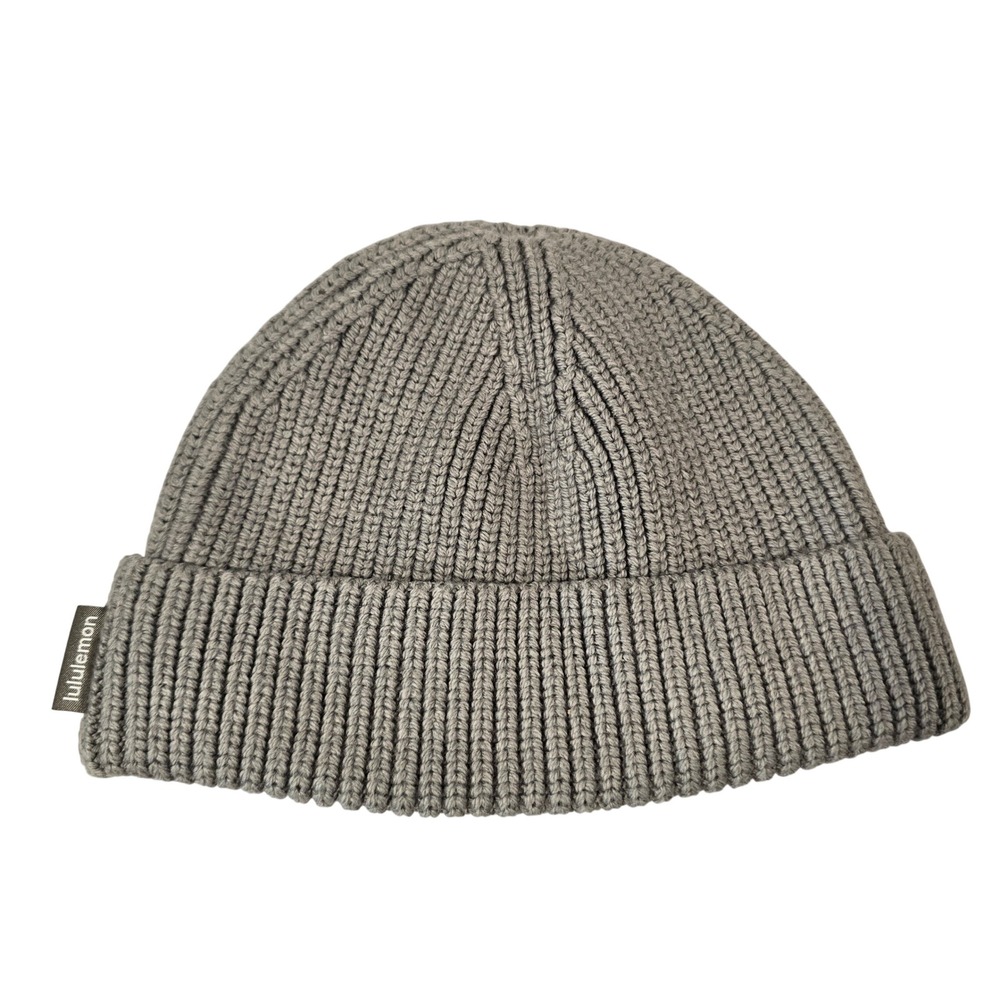 Lululemon Beanie Unisex S/M Gray Ribbed Merino Wool Blend Knit Hat